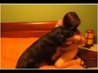 K9 lady got her pussy sniffed and fucked by dog